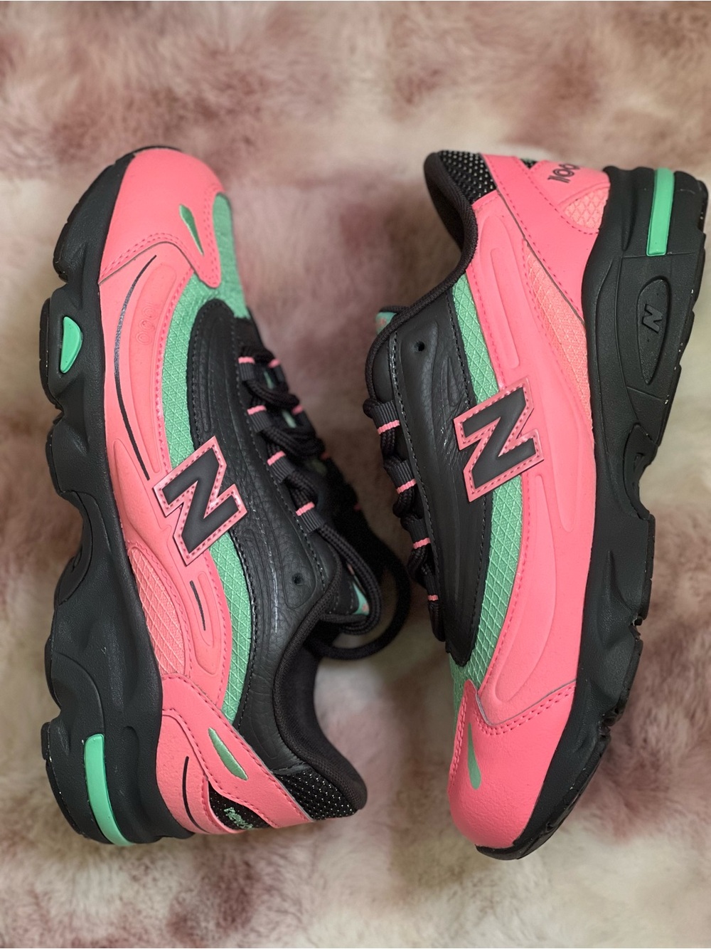 New Balance Women's Neon Pink & Mint Chunky Sneakers